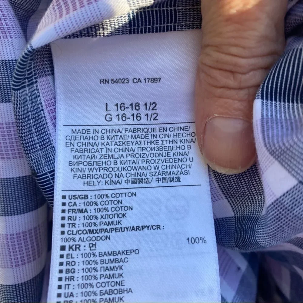 Banana Republic purple plaid dress shirt men's sz large